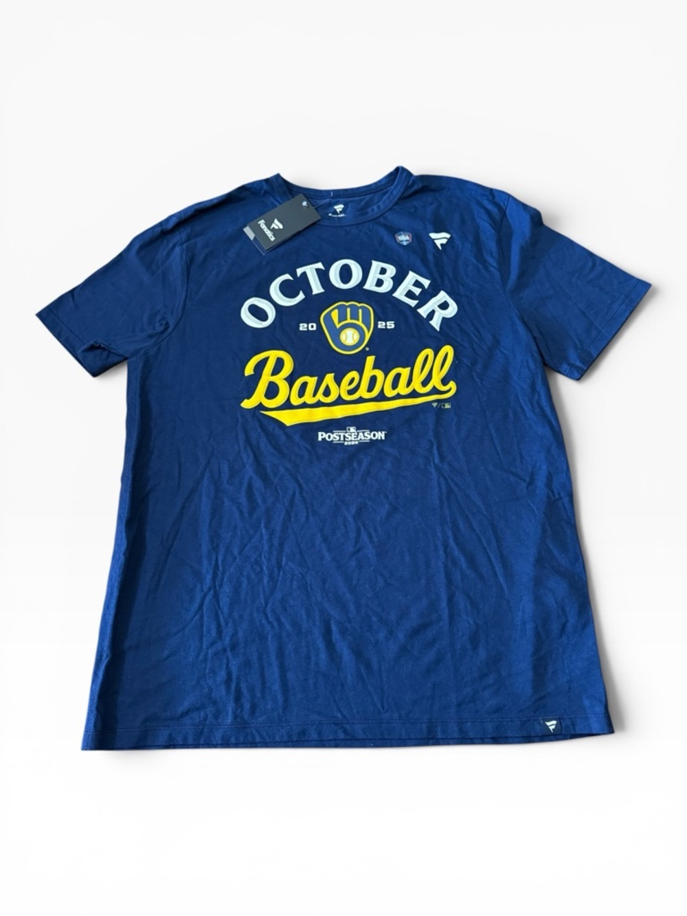 Men's Fanatics Milwaukee Brewers Navy 2025 MLB Postseason Locker Room T-Shirt